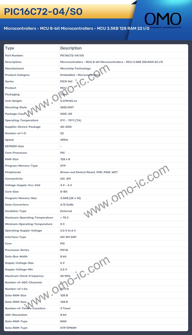 PIC16C72-04/SO