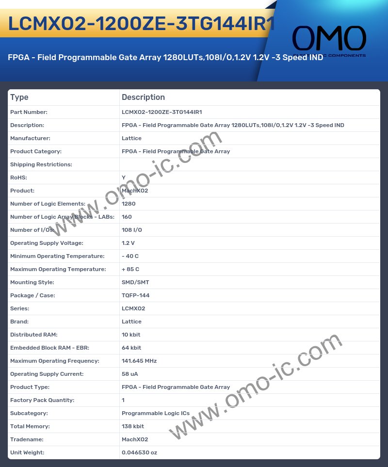 LCMXO2-1200ZE-3TG144IR1