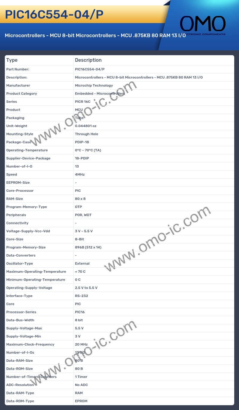 PIC16C554-04/P