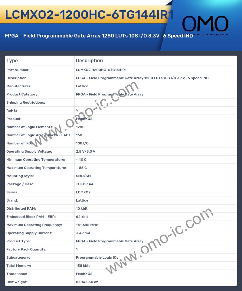 LCMXO2-1200HC-6TG144IR1