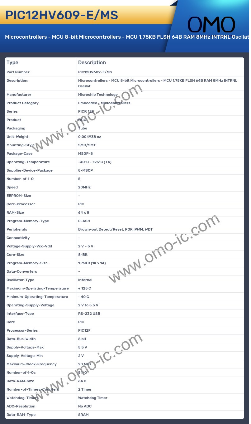 PIC12HV609-E/MS